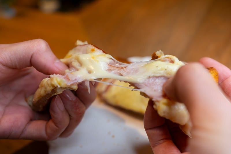 Four cheese pizza with mozzarella gorgonzola fontina and pecorino