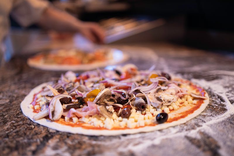 Veggie supreme pizza with roasted vegetables