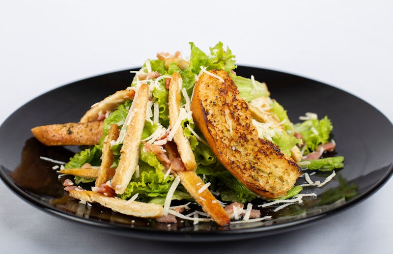 Classic Caesar salad with romaine and croutons